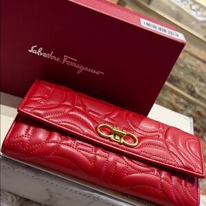 Salvatore Ferragamo Red Quilted Wallet